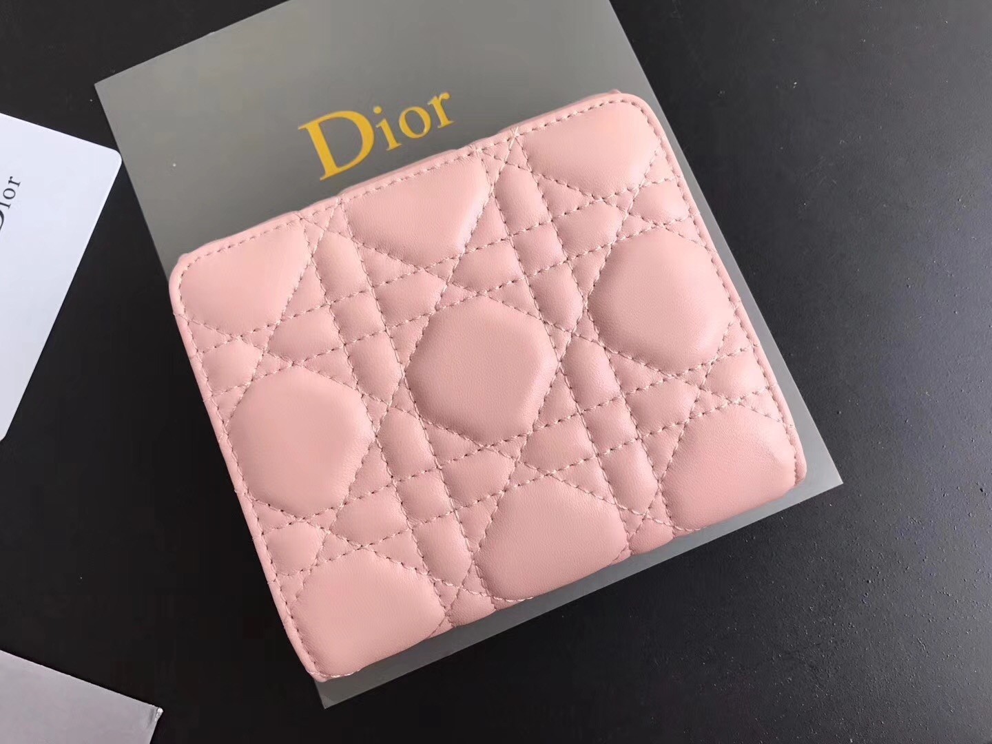 Dior French DiorAddict Wallet In Pink Lambskin 461
