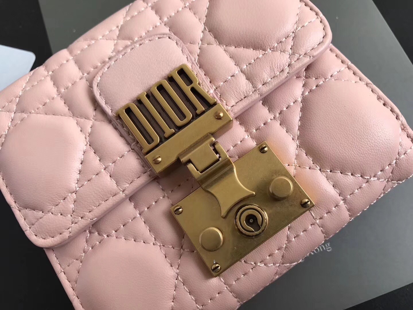 Dior French DiorAddict Wallet In Pink Lambskin 461