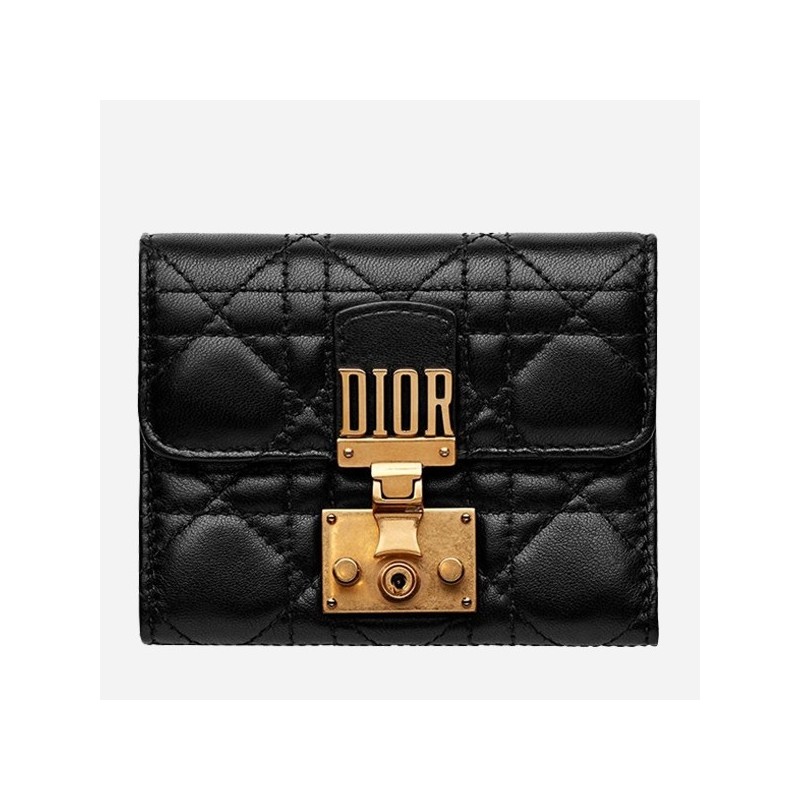 Dior French DiorAddict Wallet In Black Lambskin 499