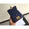 Dior French DiorAddict Wallet In Navy Blue Lambskin 795