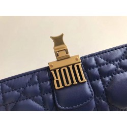 Dior DiorAddict Continental Wallet In Navy Blue Lambskin 409