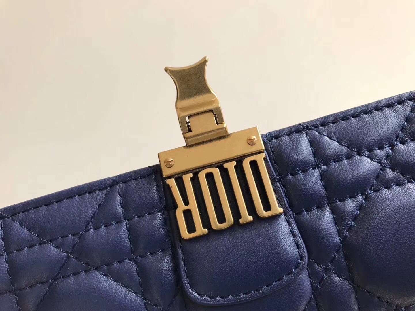 Dior DiorAddict Continental Wallet In Navy Blue Lambskin 409