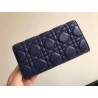 Dior DiorAddict Continental Wallet In Navy Blue Lambskin 409