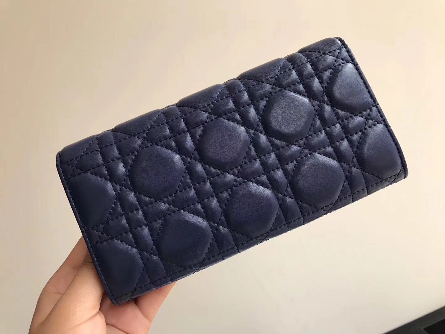 Dior DiorAddict Continental Wallet In Navy Blue Lambskin 409