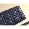 Dior DiorAddict Continental Wallet In Navy Blue Lambskin 409