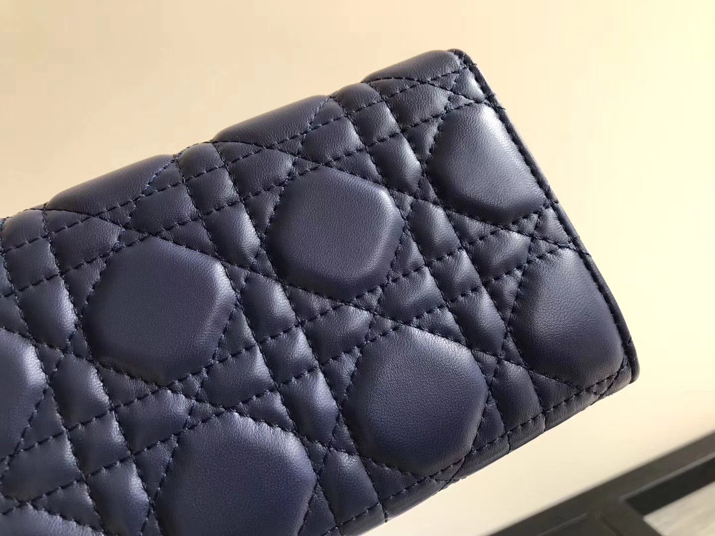 Dior DiorAddict Continental Wallet In Navy Blue Lambskin 409