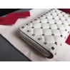 Valentino Rockstud Spike Zip Wallet In White Lambskin 706