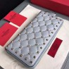 Valentino Rockstud Spike Zip Wallet In Sky Blue Lambskin 342