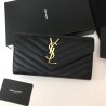 Saint Laurent Large Monogram Flap Wallet In Black Grained Leather 331