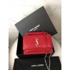 Saint Laurent WOC Sunset Chain Wallet In Red Croc-Embossed Leather 397
