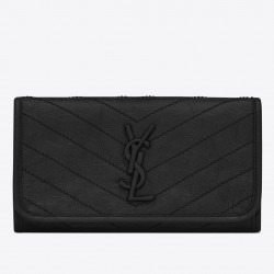 Saint Laurent Niki Large Wallet In Black Crinkled Vintage Leather 438