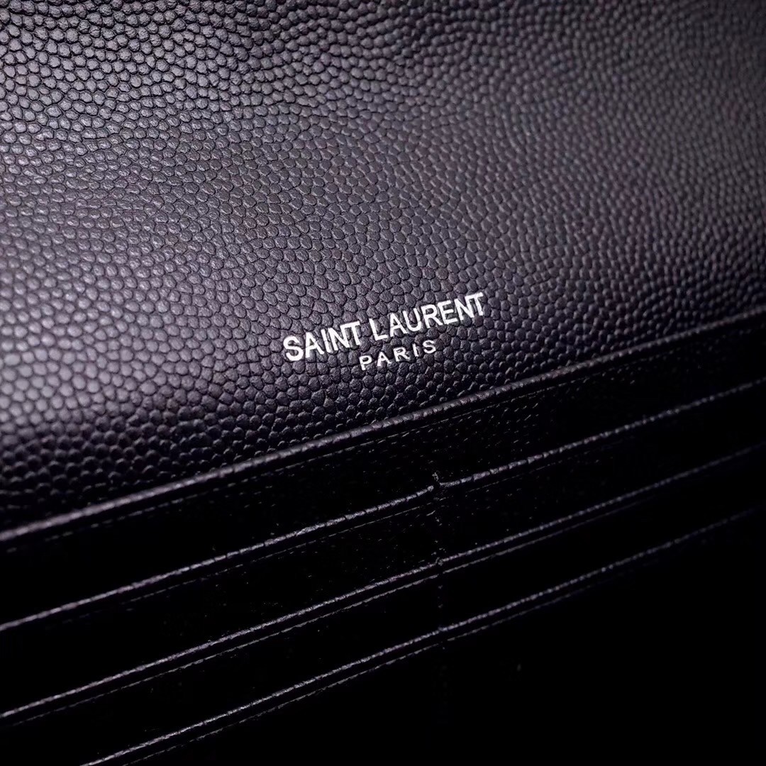 Saint Laurent Large Monogram Flap All Black Wallet 457