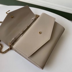 Saint Laurent WOC Sulpice Chain Wallet In Beige Calfskin 616