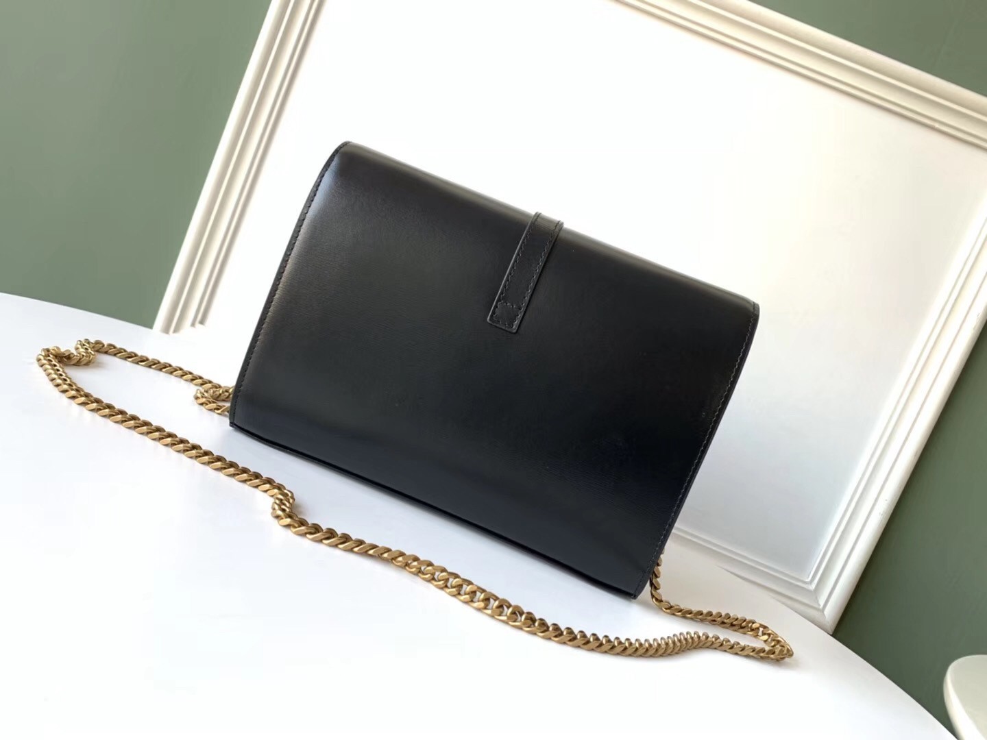 Saint Laurent WOC Sulpice Chain Wallet In Black Calfskin 620