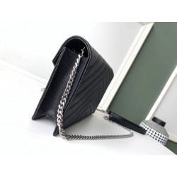 Saint Laurent WOC Envelope Chain Wallet In Noir Leather 109