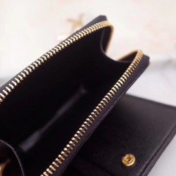 Saint Laurent Compact Zip Around Wallet In Black Leather 768