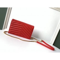 Saint Laurent WOC Envelope Chain Wallet In Red Leather 060