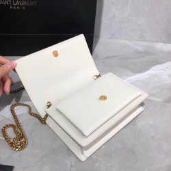 Saint Laurent WOC Sunset Chain Wallet In White Calfskin 183