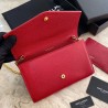 Saint Laurent WOC Uptown Chain Wallet In Red Leather 234