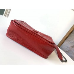 Saint Laurent WOC Niki Chain Wallet In Red Crinkled Leather 725