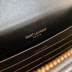 Saint Laurent WOC Sunset Chain Wallet In Black Calfskin 312