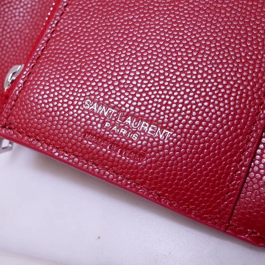 Saint Laurent Compact Tri Fold Wallet In Red Leather 328