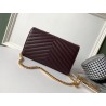 Saint Laurent WOC Monogram Chain Wallet In Bordeaux Leather 476