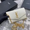 Saint Laurent WOC Uptown Chain Wallet In White Leather 707