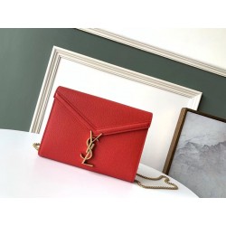 Saint Laurent WOC Cassandra Chain Wallet In Red Leather 131