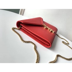 Saint Laurent WOC Cassandra Chain Wallet In Red Leather 131