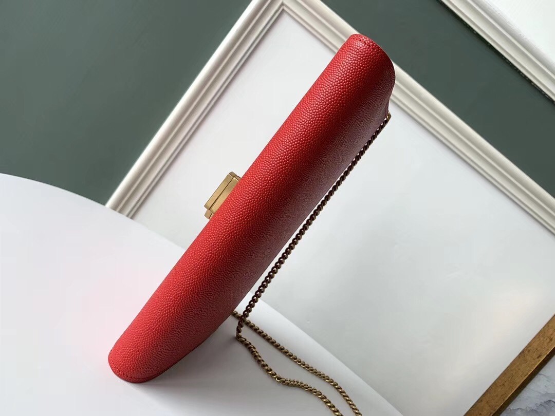 Saint Laurent WOC Cassandra Chain Wallet In Red Leather 131