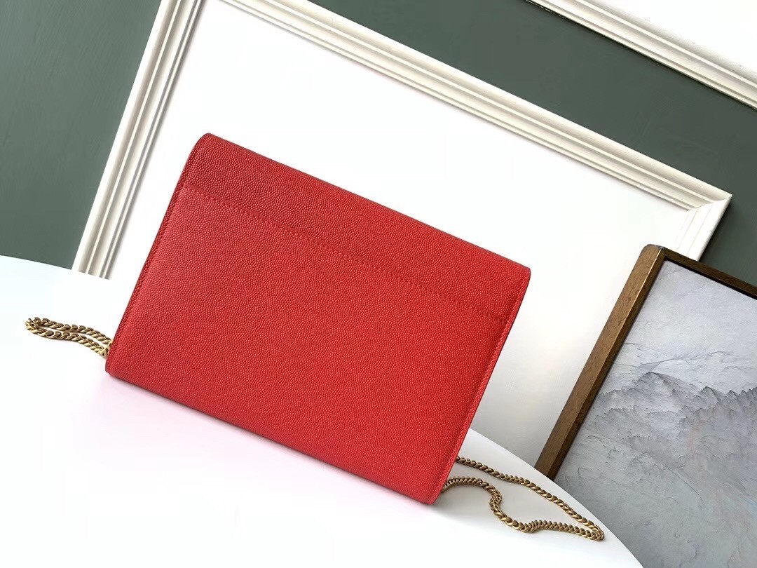 Saint Laurent WOC Cassandra Chain Wallet In Red Leather 131