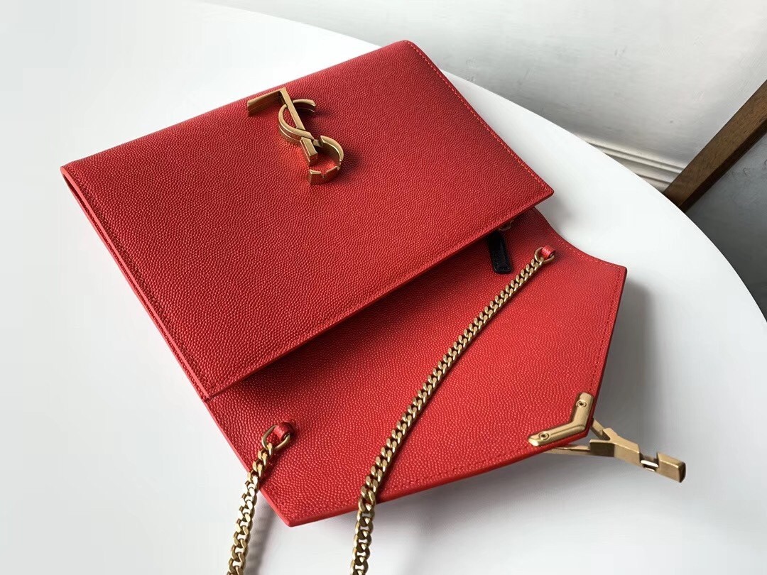 Saint Laurent WOC Cassandra Chain Wallet In Red Leather 131