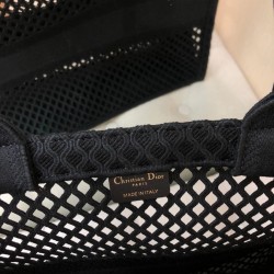 Dior Book Tote Bag In Black Mesh Embroidery 996