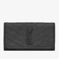 Saint Laurent Niki Large Wallet In Storm Crinkled Vintage Leather 774