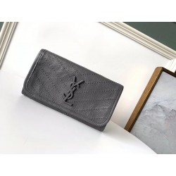 Saint Laurent Niki Large Wallet In Storm Crinkled Vintage Leather 774