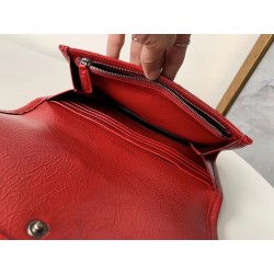 Saint Laurent Niki Large Wallet In Red Crinkled Vintage Leather 757