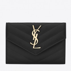 Saint Laurent Small Envelope Wallet In Black Leather 544