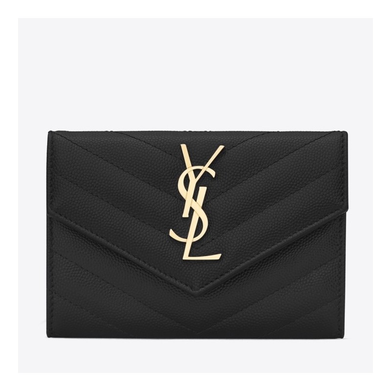 Saint Laurent Small Envelope Wallet In Black Leather 544