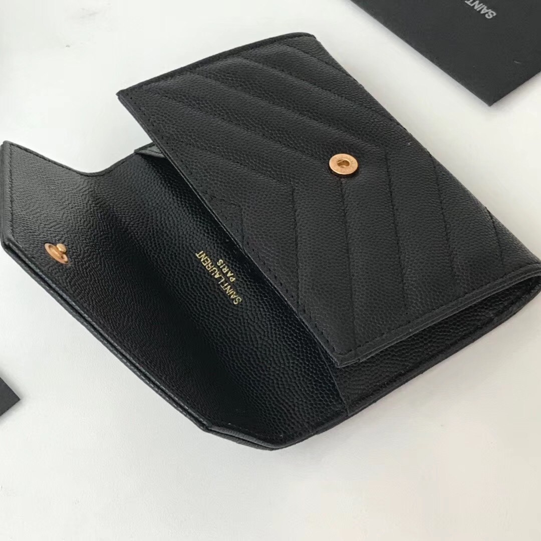 Saint Laurent Small Envelope Wallet In Black Leather 544