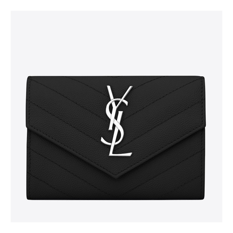 Saint Laurent Small Envelope Wallet In Noir Leather 779