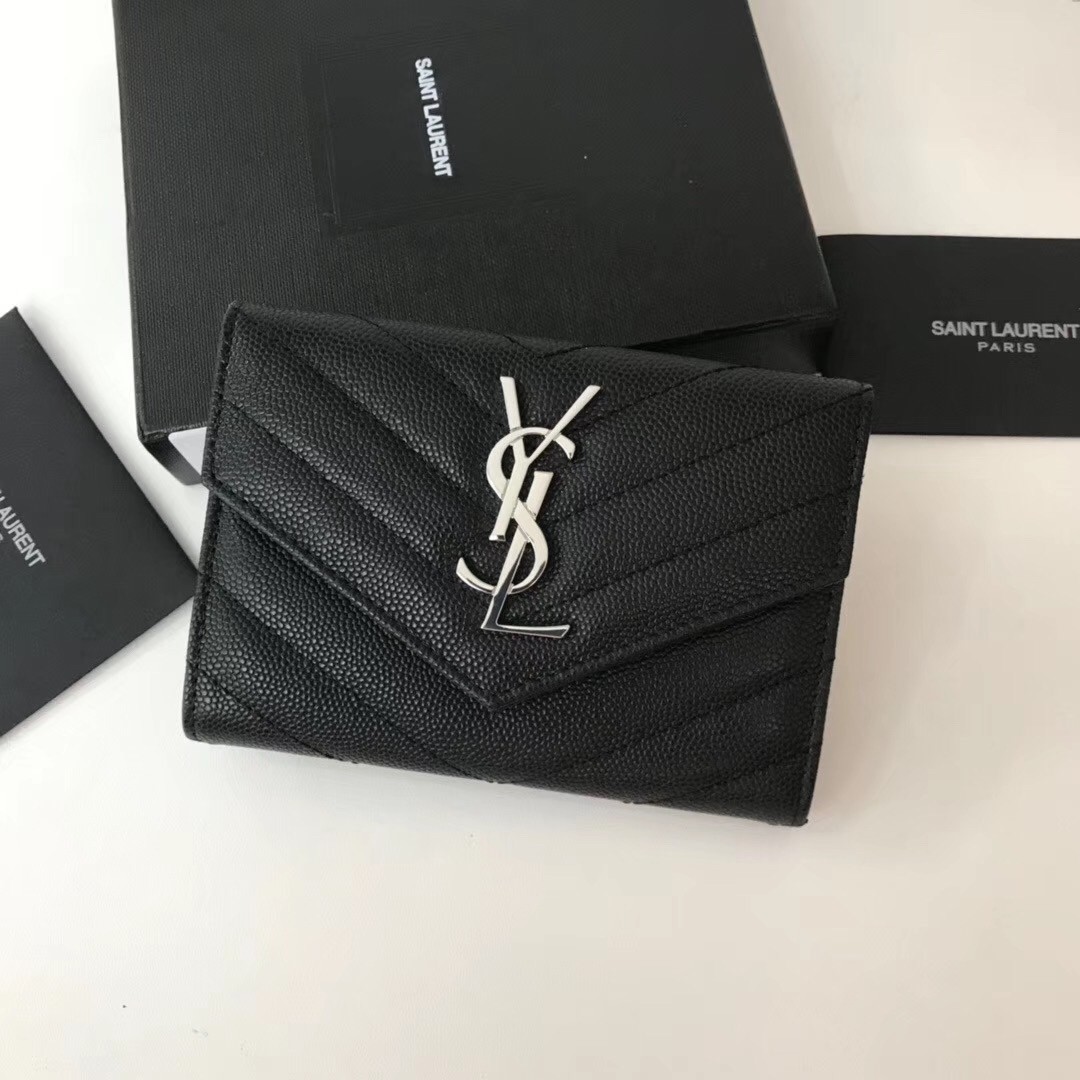 Saint Laurent Small Envelope Wallet In Noir Leather 779