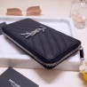 Saint Laurent Monogram Zip Around Wallet In Noir Grained Leather 677