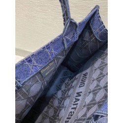 Dior Book Tote Bag In Blue Cannage Embroidered Velvet 030