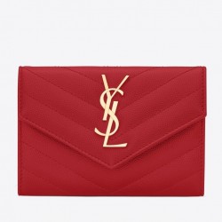 Saint Laurent Small Envelope Wallet In Red Leather 243