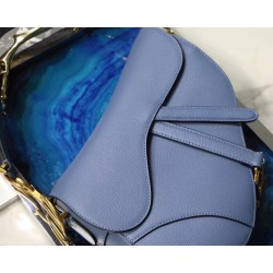 Dior Saddle Bag In Denim Blue Grained Calfskin 521