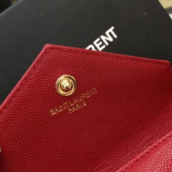 Saint Laurent Small Envelope Wallet In Red Leather 243