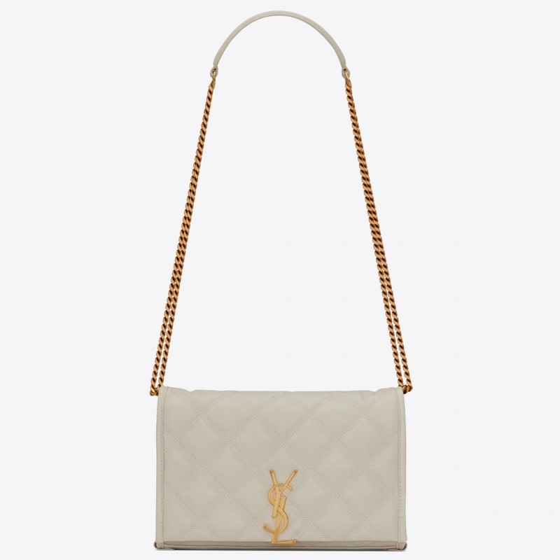 Saint Laurent WOC Becky Chain Wallet In White Lambskin 015