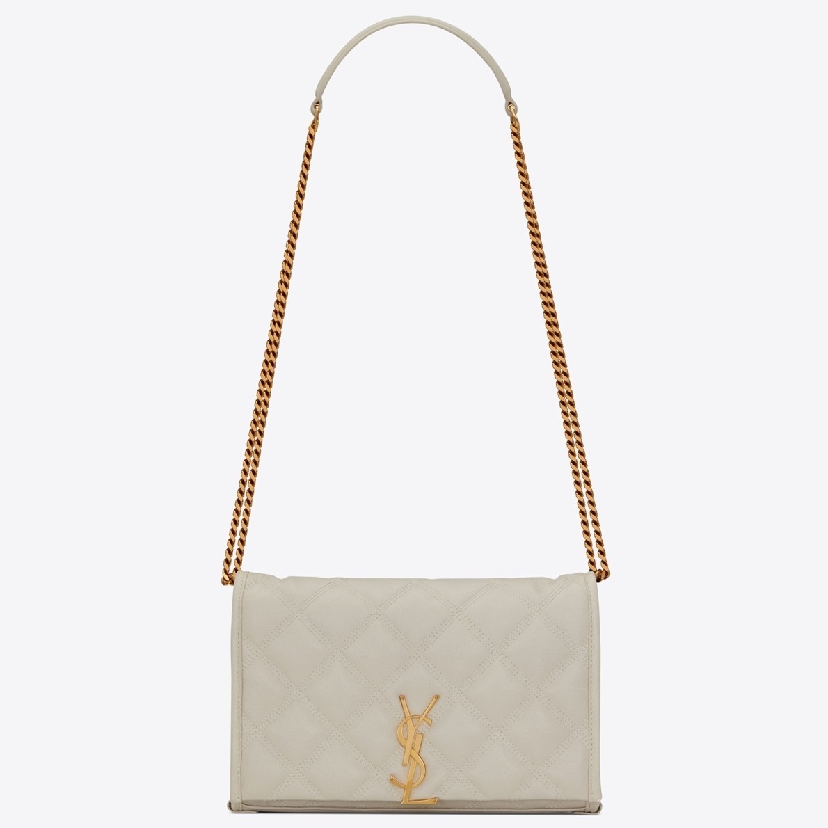 Saint Laurent WOC Becky Chain Wallet In White Lambskin 015