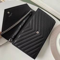 Saint Laurent WOC Monogram Chain Wallet In Noir Leather 531